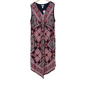NWT Catherines Sleeveless V-Neck Asymmetrical Medallion Jersey Maxi Dress (4X)‎